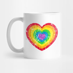 Retro, Heart, LGBT, Rainbow, Grunge Mug